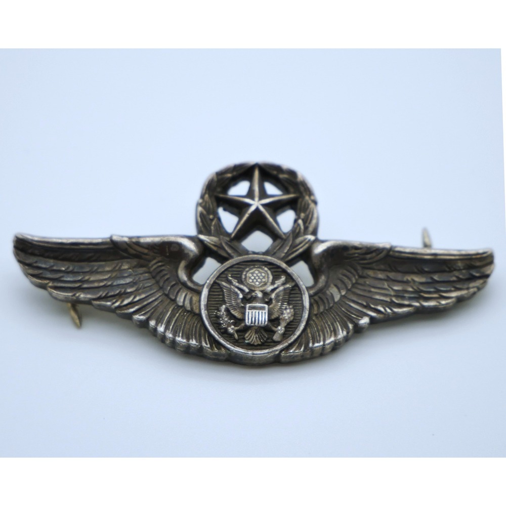 Vintage NS Meyer Sterling WW2  Senior Pilot Wings Pin US Military Insignia